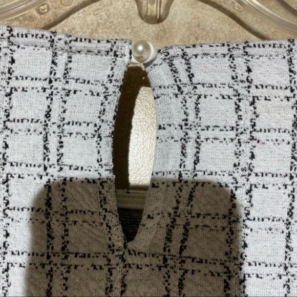 Karl Lagerfeld 3/4 length sleeves blouse S bow Sleeve Window Pane pattern - Picture 6 of 8